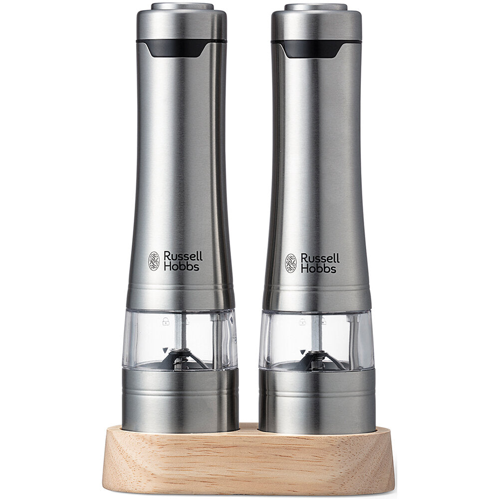 Russell Hobbs ラッセルホブス 電動ミル ソルト&ペッパー ウッドスタンド セット