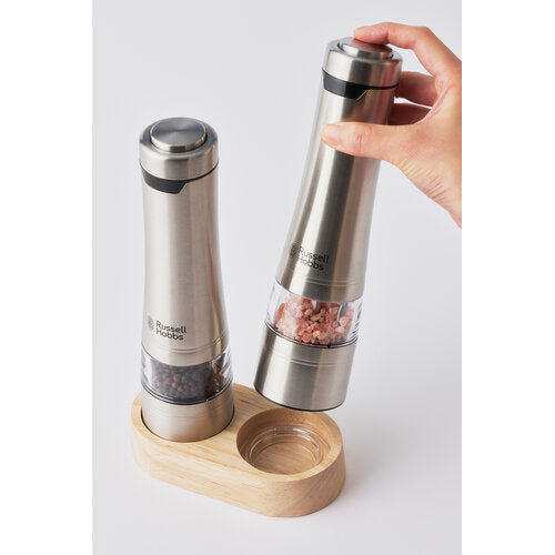 Russell Hobbs ラッセルホブス 電動ミル ソルト&ペッパー ウッドスタンド セット